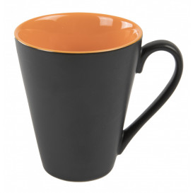 Mugg Attila, matt svart/orange